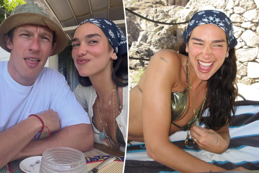Dua Lipa slips into tiny gold bikini as she shares intimate glimpse at lavish honeymoon with Callum Turner