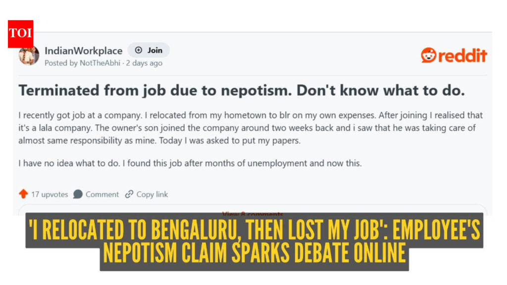 ‘Proprietor’s son joined, I used to be requested to resign’: Worker claims nepotism price them their job