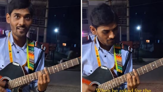 West Bengal guard asks for a guitar, surprises everybody together with his melodious voice. Watch